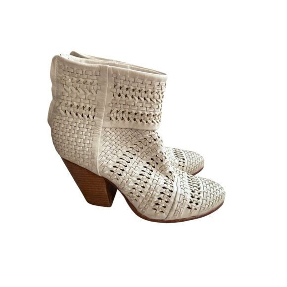 RAG & BONE Off White Woven Leather Ankle Boots Size 39.5 / 9.5 - Picture 11 of 12